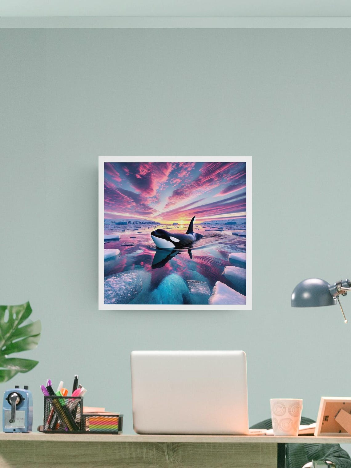 Orca Wall Art, Antarctic Sunset Poster - Image 2