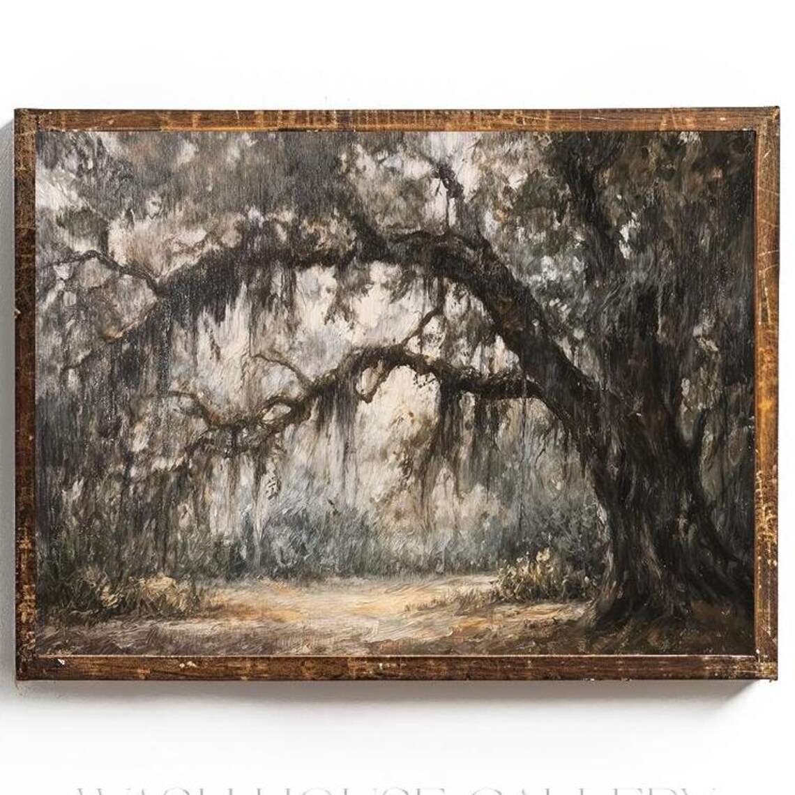 Live Oak Tree with Spanish Moss Southern Gothic Scene Poster