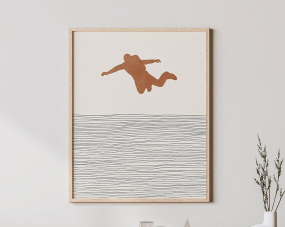 Boho Skydiver Print, Minimalist Extreme Sports Art