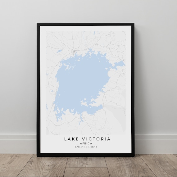 Lake Victoria Map Minimalist Poster Wall Art Print Artwork Gift