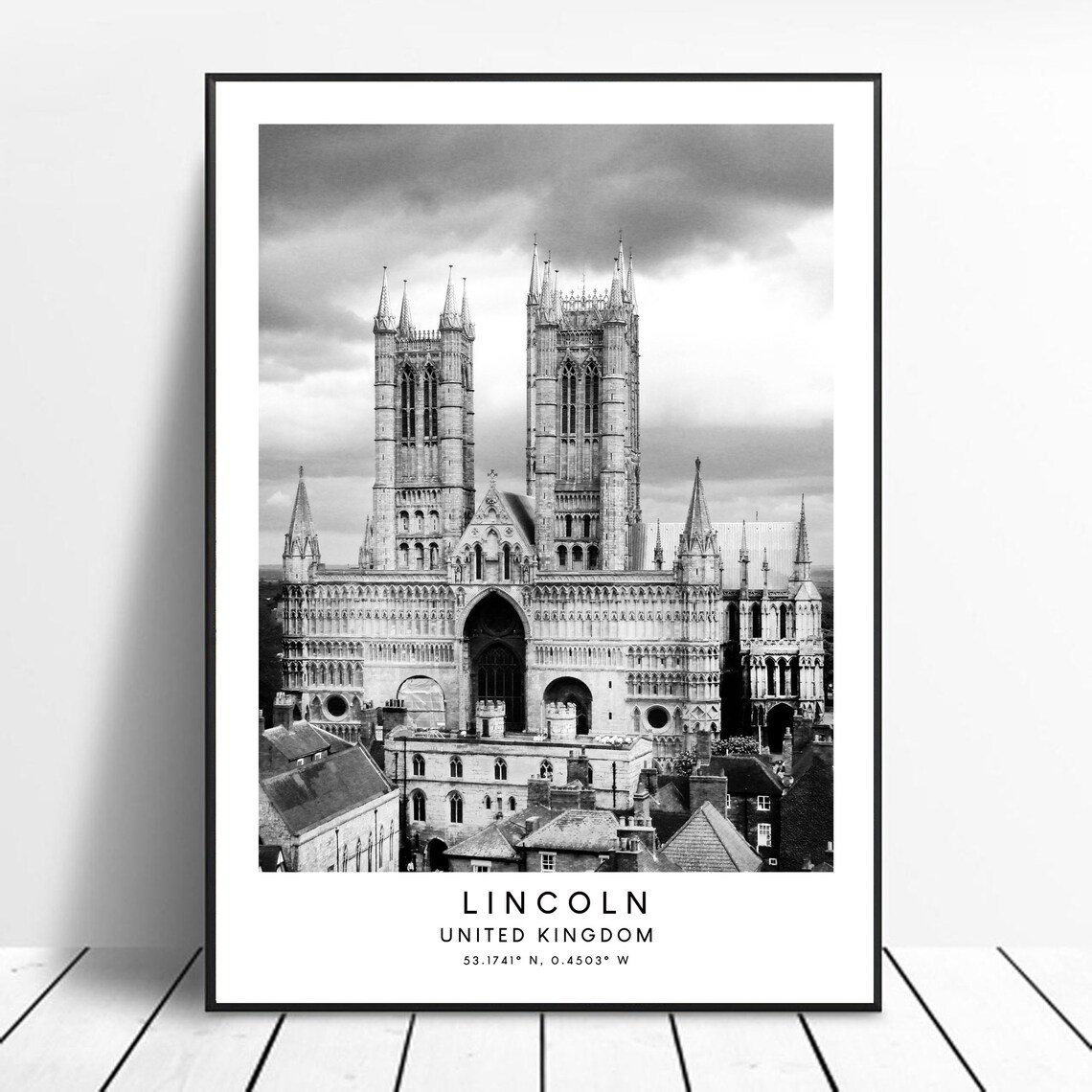 Lincoln Travel Print Black And White Lincoln Poster Lincoln Wall Print Minimalist Lincoln Wall Art Lincoln United Kingdom Poster