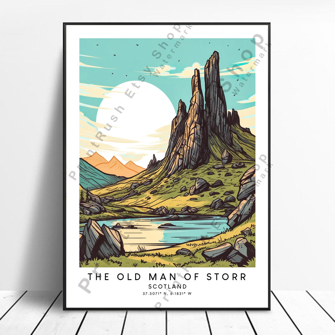 The Old Man Of Storrl Print Storr Poster Colourful Abstract Minimalist Wall Art Gift