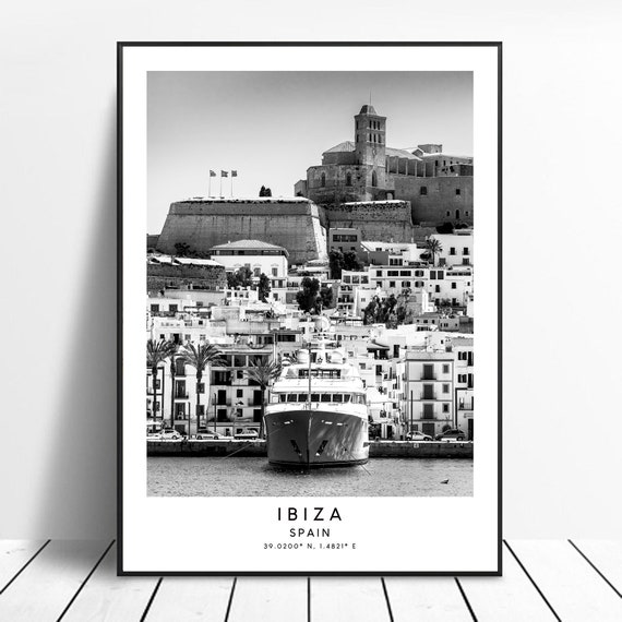 Ibiza Spain Minimalist Travel Poster, Landmark Coordinates