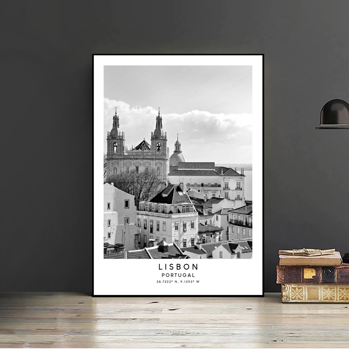 Lisbon Portugal Travel Poster, Minimalist Black And White - Image 2