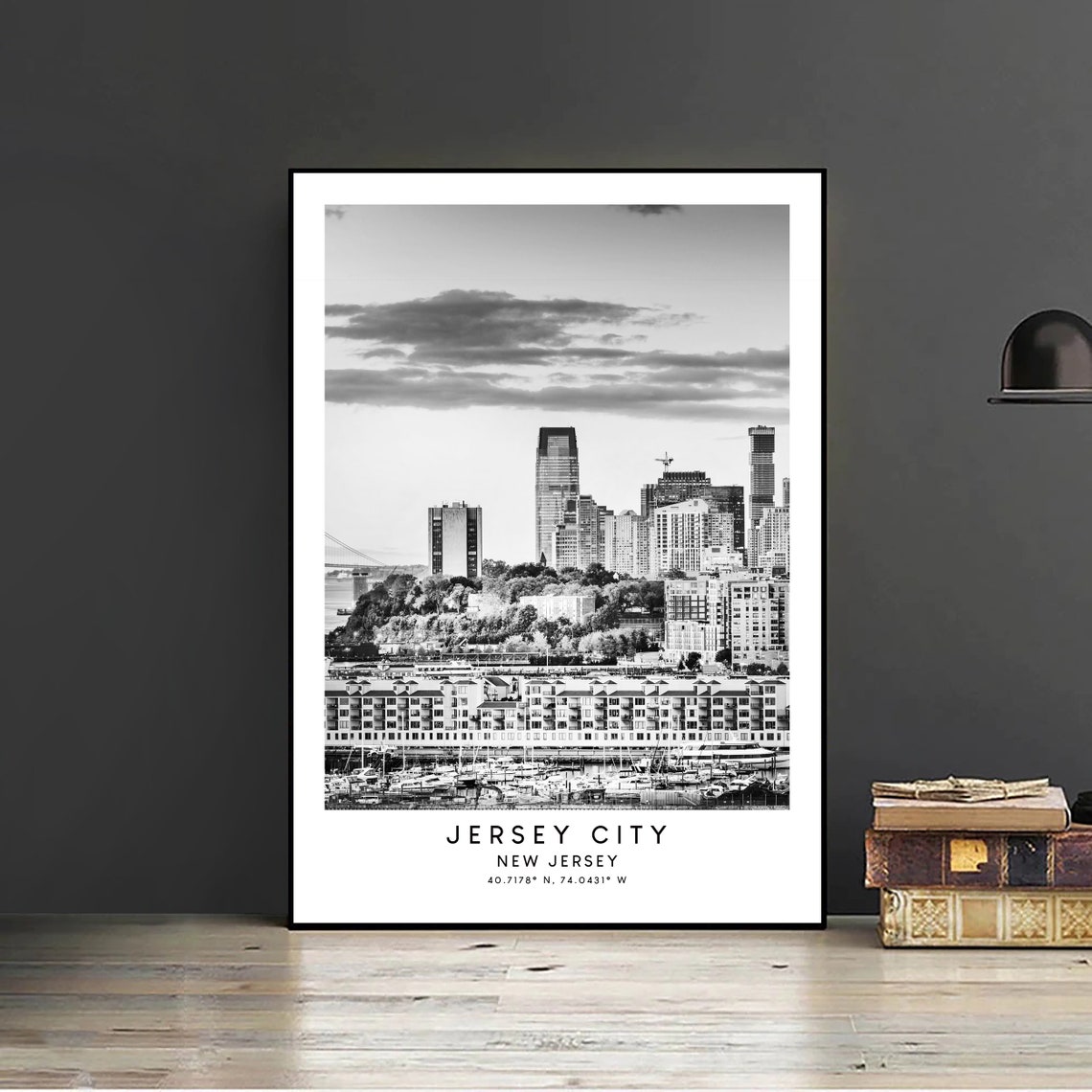 Jersey City Travel Print Black And White Jersey City Poster Jersey City Art Print Minimalist Jersey City Wall Art Jersey City Gift Poster - Image 2