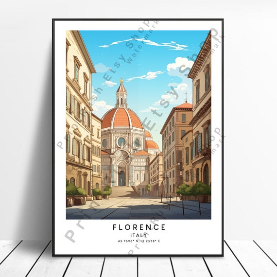 Italy Travel Print Colourful Florence Poster Abstract Minimalist Wall Art Gift