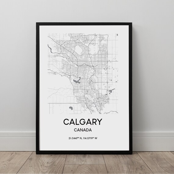 Calgary Map Print City Wall Art Travel Canada Dcor Minimalist Gift