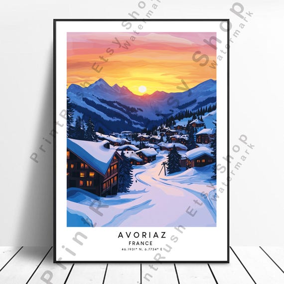 Avoriaz Travel Print France Poster Home Decor Wall Hanging Skiing Art Ski Posters Prints Gift