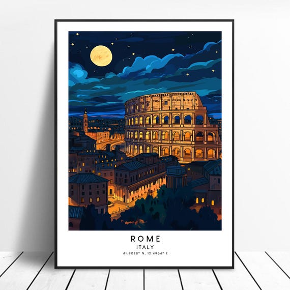 Italy Travel Print Colourful Rome Wall Art Minimalist Poster Home Dcor Illustration Gift