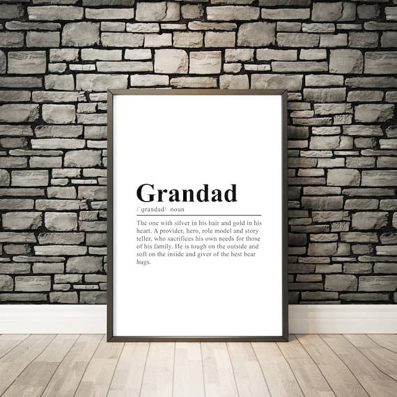 Grandad Definition Poster, Funny Gift for Grandad