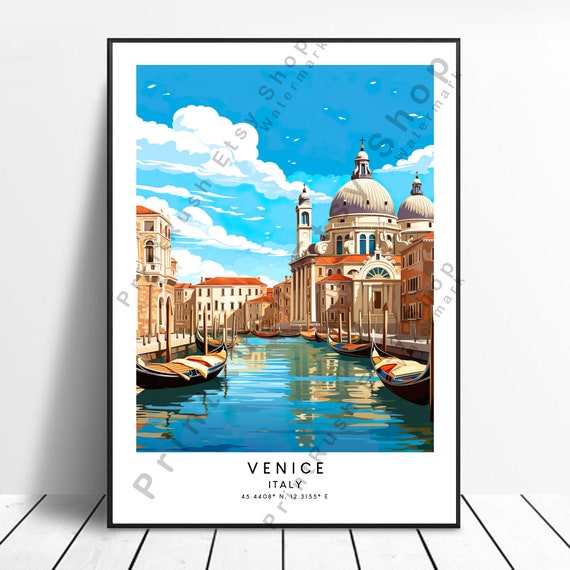 Italy Travel Print Colourful Venice Poster Minimalist Wall Art Home Decor Gifts