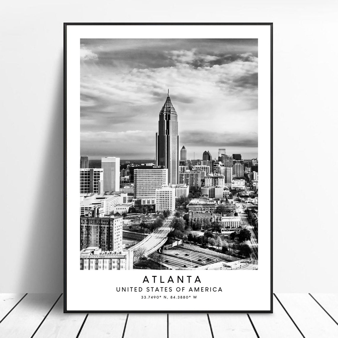 Atlanta Travel Print Black And White Atlanta City Poster Atlanta Georgia Wall Art Print Minimalist Atlanta Wall Dcor Atlanta Gift Poster