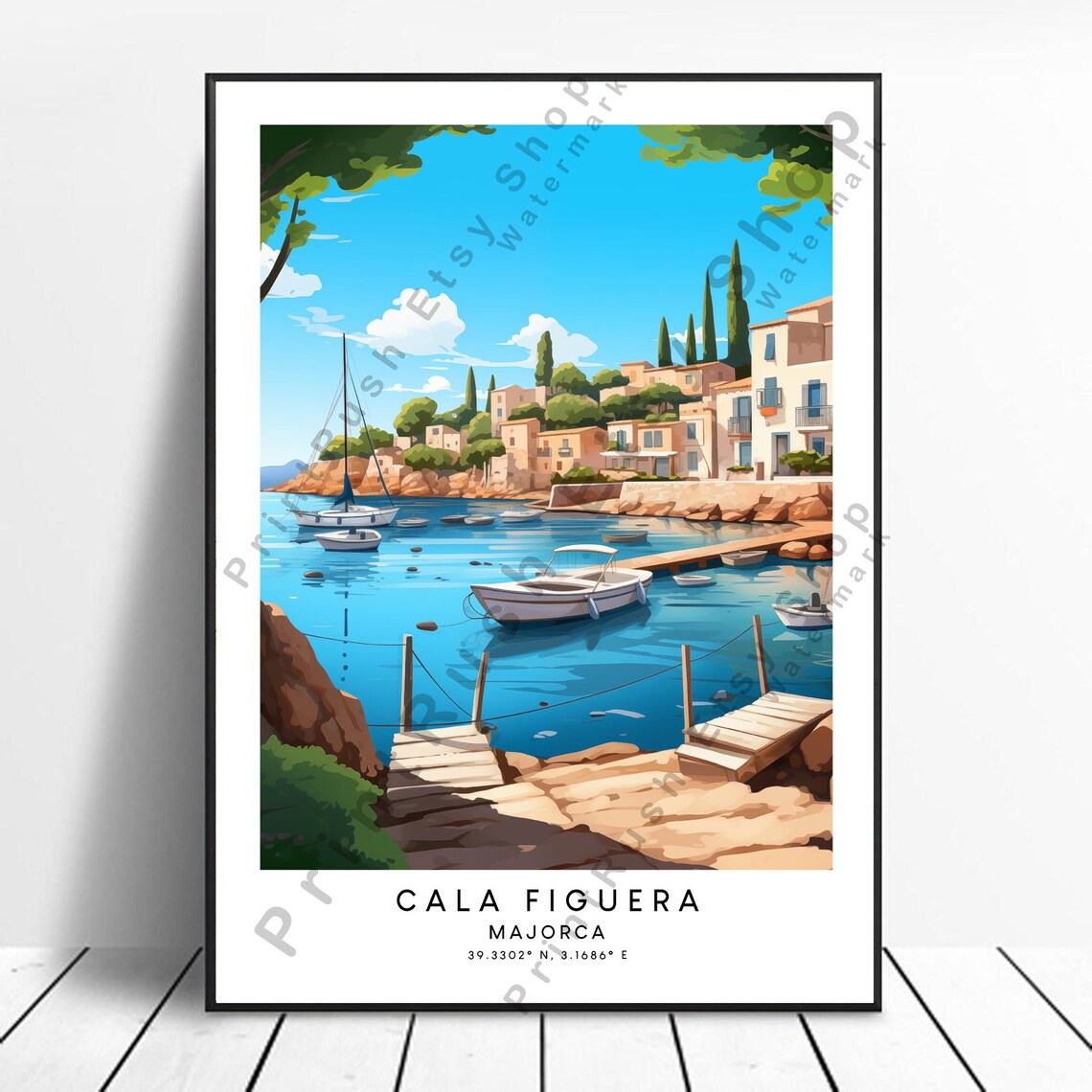 Cala Figuera Majorca Fishing Harbor Boats Mediterranean Poster