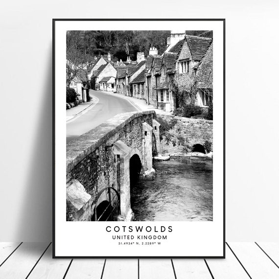 Cotswolds Coordinates Poster, Minimalist Travel Print