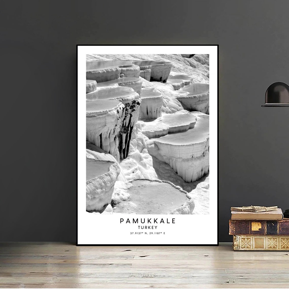 Pamukkale Turkey Black and White Travel Poster - Image 2