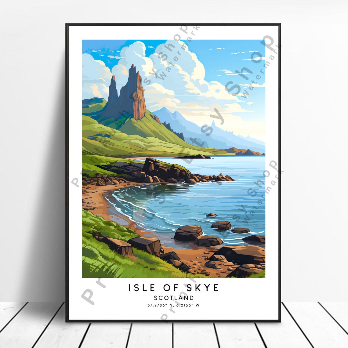 Isle of Skye Scotland Travel Poster Beautiful Rugged Sea Cliffs