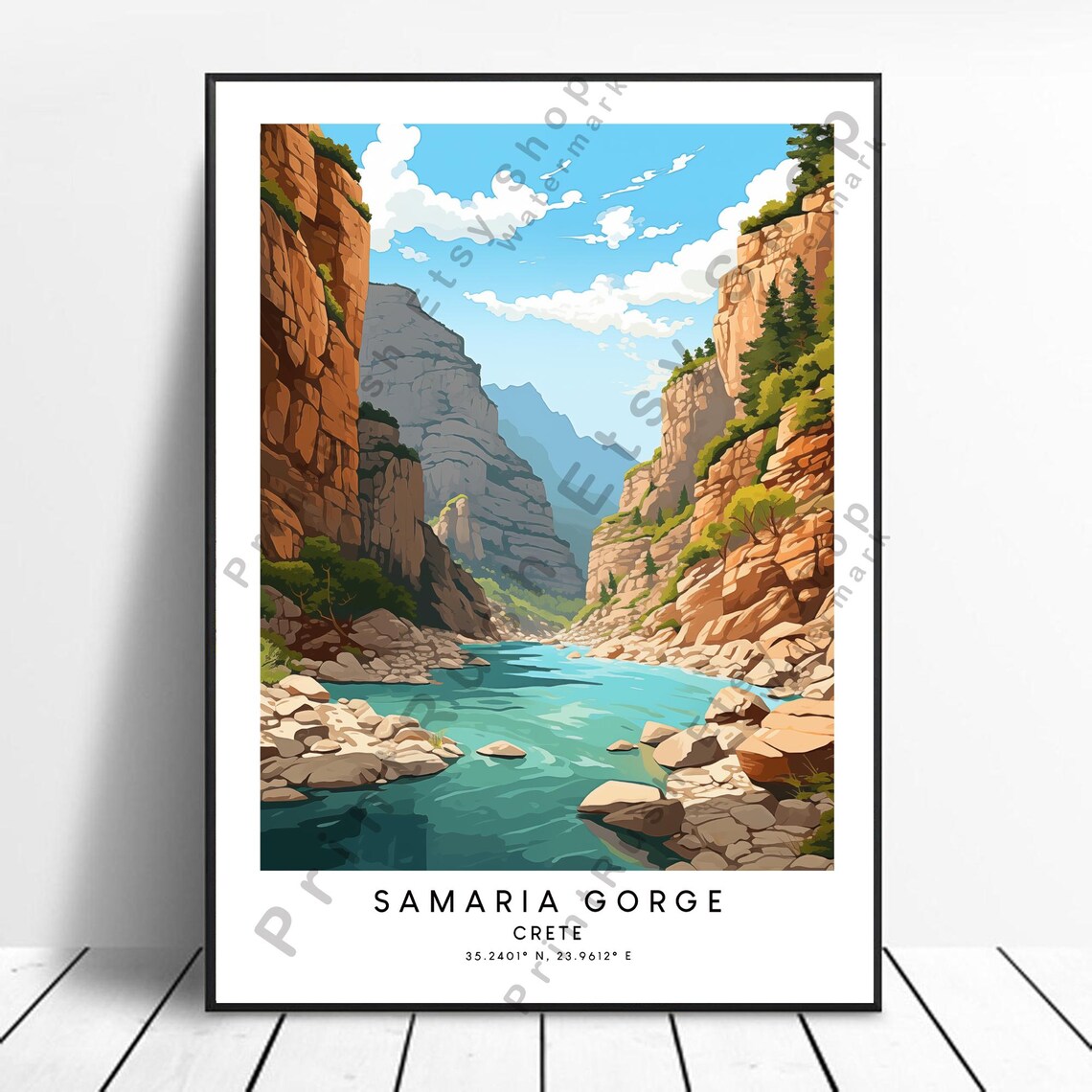 Crete Travel Print, Samaria Gorge Travel Poster