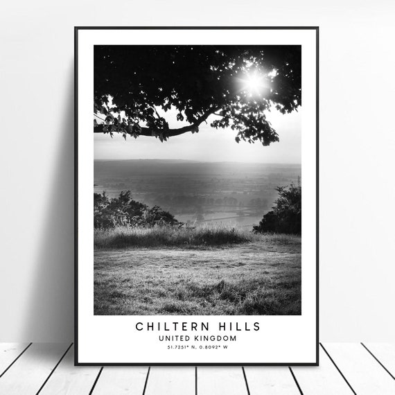 Chiltern Hills Minimalist Black and White Art Print