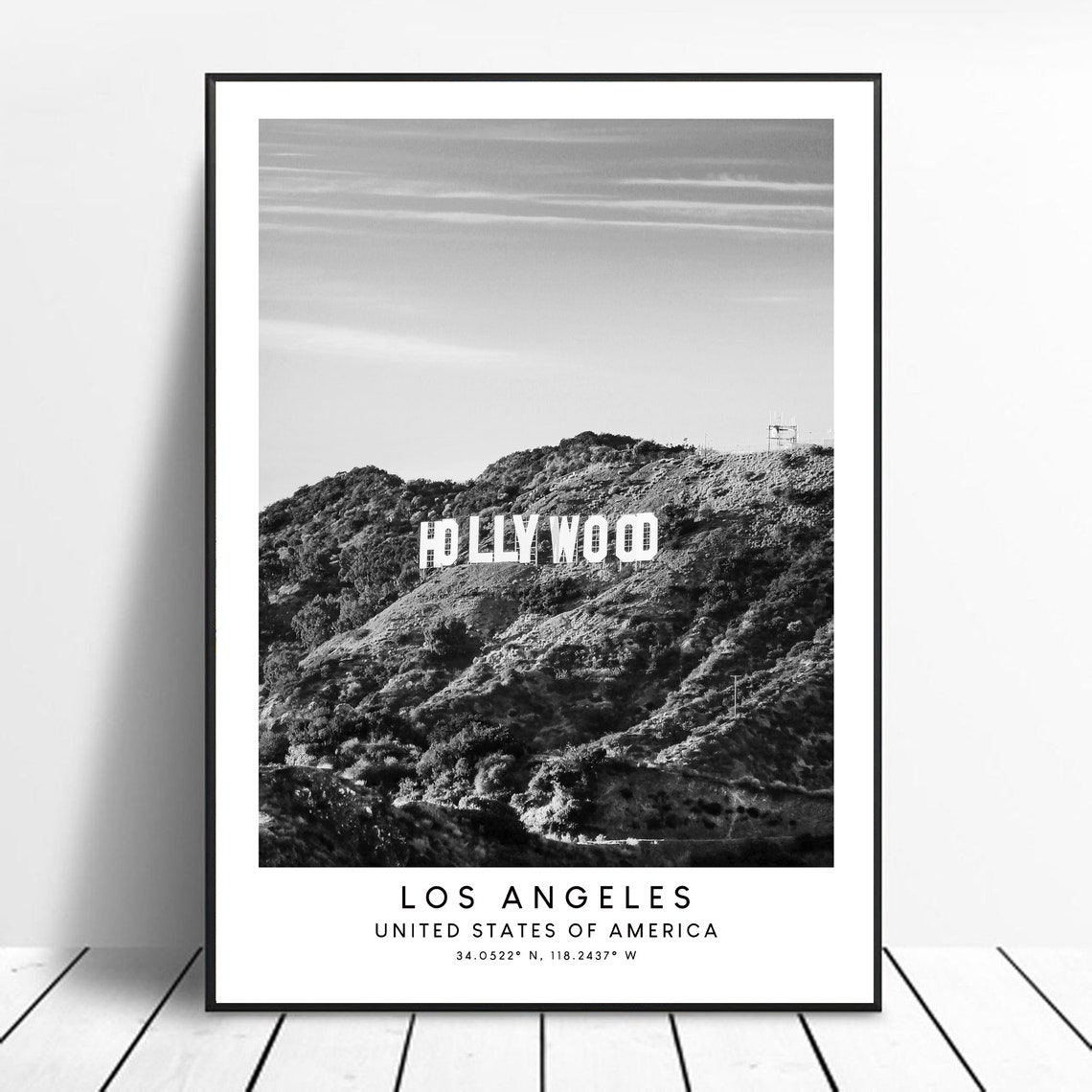 Los Angeles Travel Print Minimalist Los Angeles Wall Art Los Angeles Wall Print Los Angeles Poster Hollywood Sign Print Hollywood Sign Art