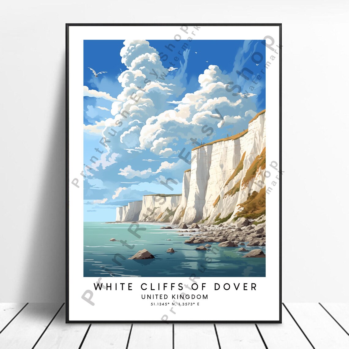 White Cliffs Of Dover United Kingdom Coastal Vintage Travel Poster