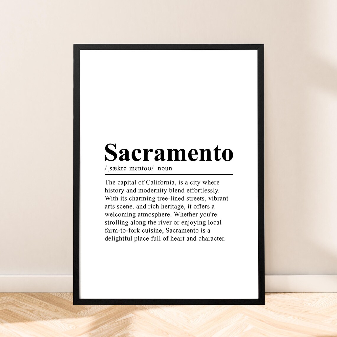 Sacramento California Travel Poster Sacramento Wall Art Sacramento Print Wall Quote Minimalist Sacramento Wall Print Dictionary Print Gift