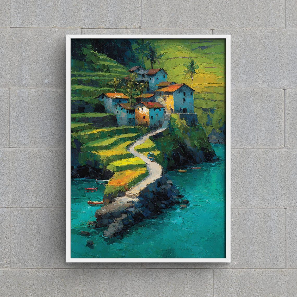 Manarola Cinque Terre Colorful Village Above Turquoise Sea Poster