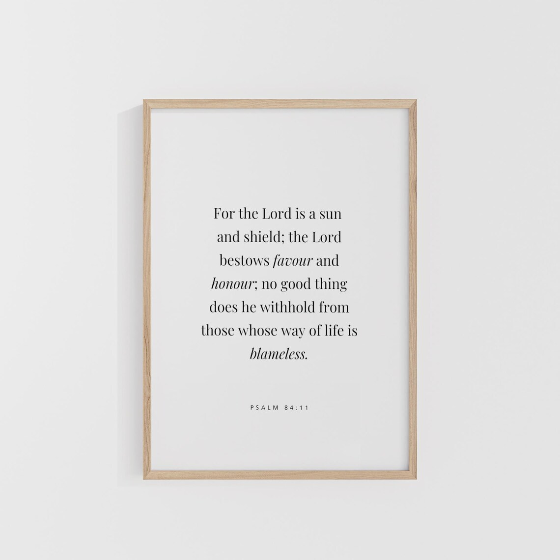 Psalm 8411 Sun And Shield Poster Favor And Honor Faith Verse Typography