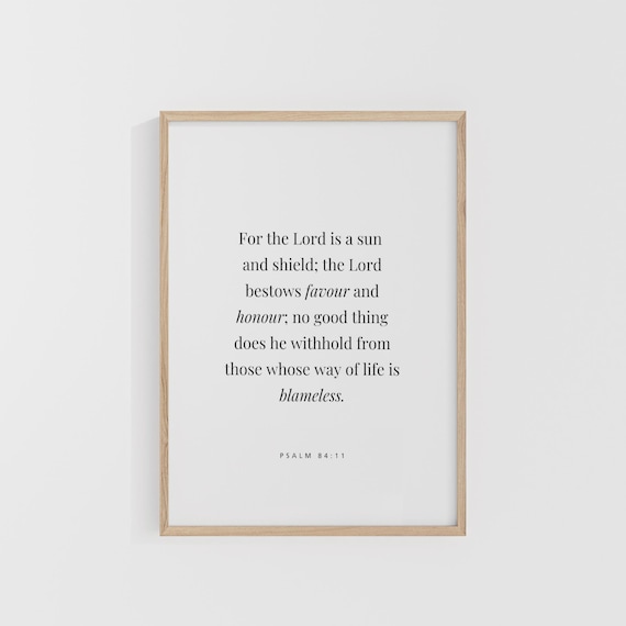 Psalm 8411 Sun And Shield Poster Favor And Honor Faith Verse Typography