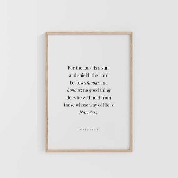 Psalm 8411 The Lord Is Sun And Shield Bible Verse Wall Art Print Christian Decor Prints