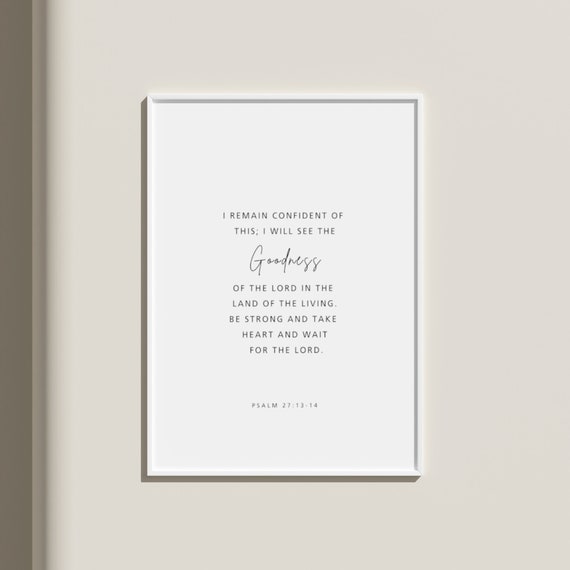 Psalm 271314 Goodness Of The Lord Minimal Christian Wall Art Bible Verse Scripture Home Decor