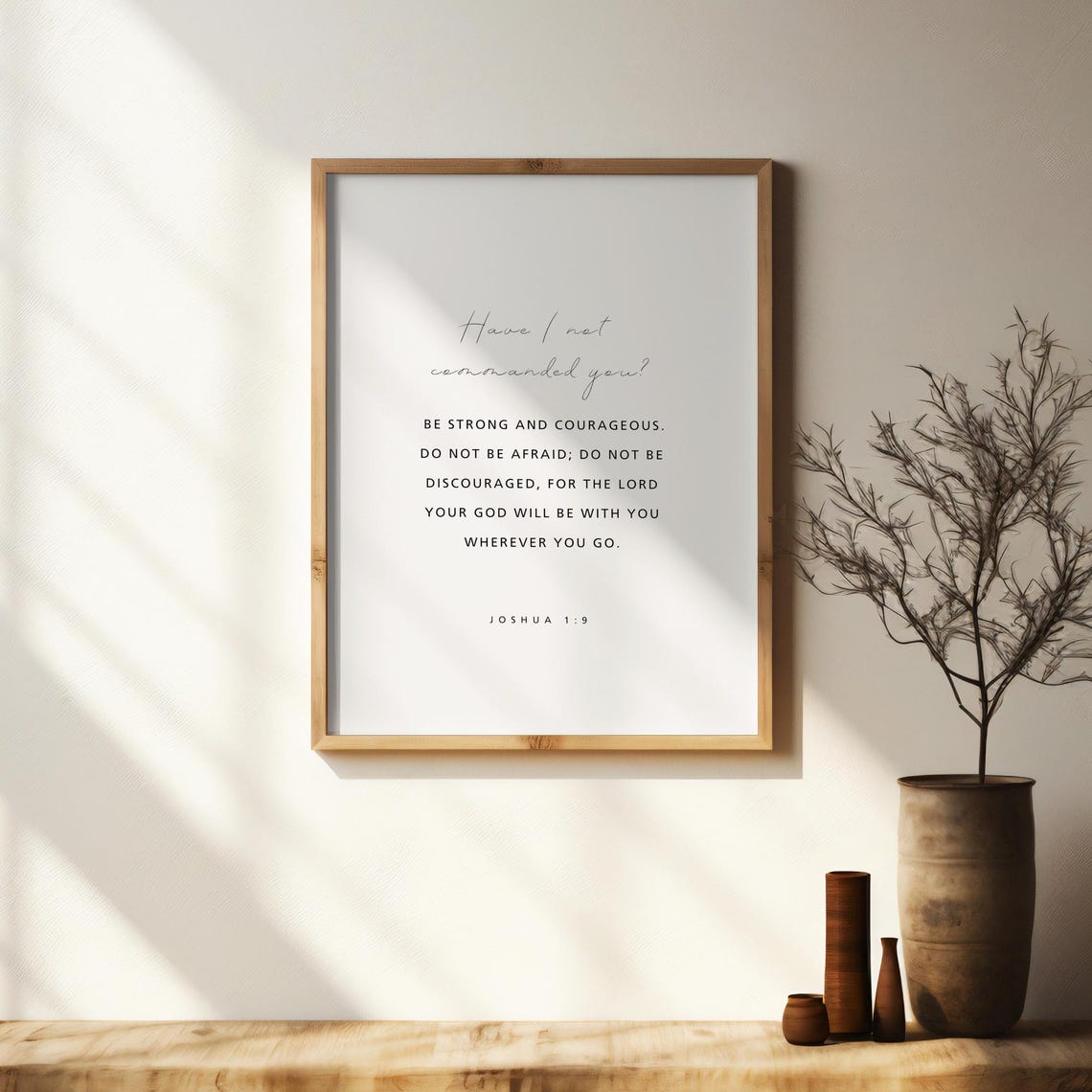 Joshua 19 Be Strong And Courageous Bible Verse Minimal Christian Print Scripture Decor Home