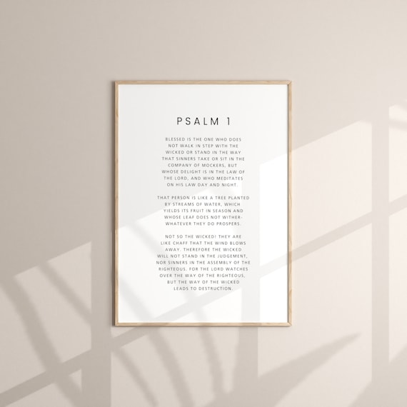 Psalm 1 Full Scripture Text Minimal Modern Christian Faith Poster