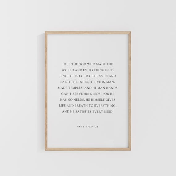 Acts 172425 He Is The God Who Made World And Everything In It Scripture Prints Bible Verse Christian Nursery Decor
