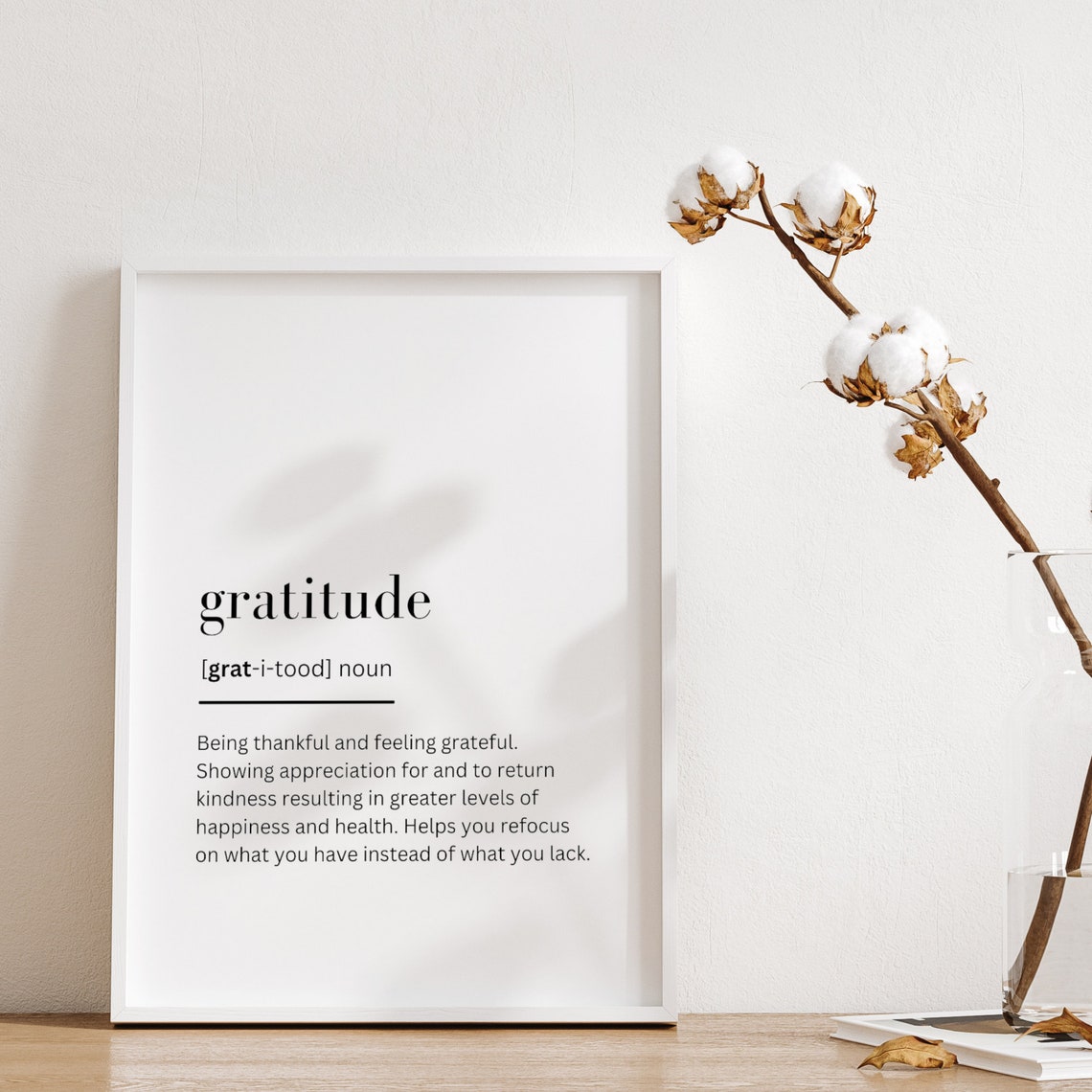 Gratitude Definition Dictionary Quote Minimalist Word Art Print
