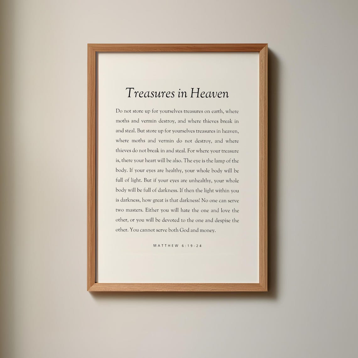 Matthew 61924 Treasures In Heaven Bible Verse Scripture Chapters Wall Art Minimal Print