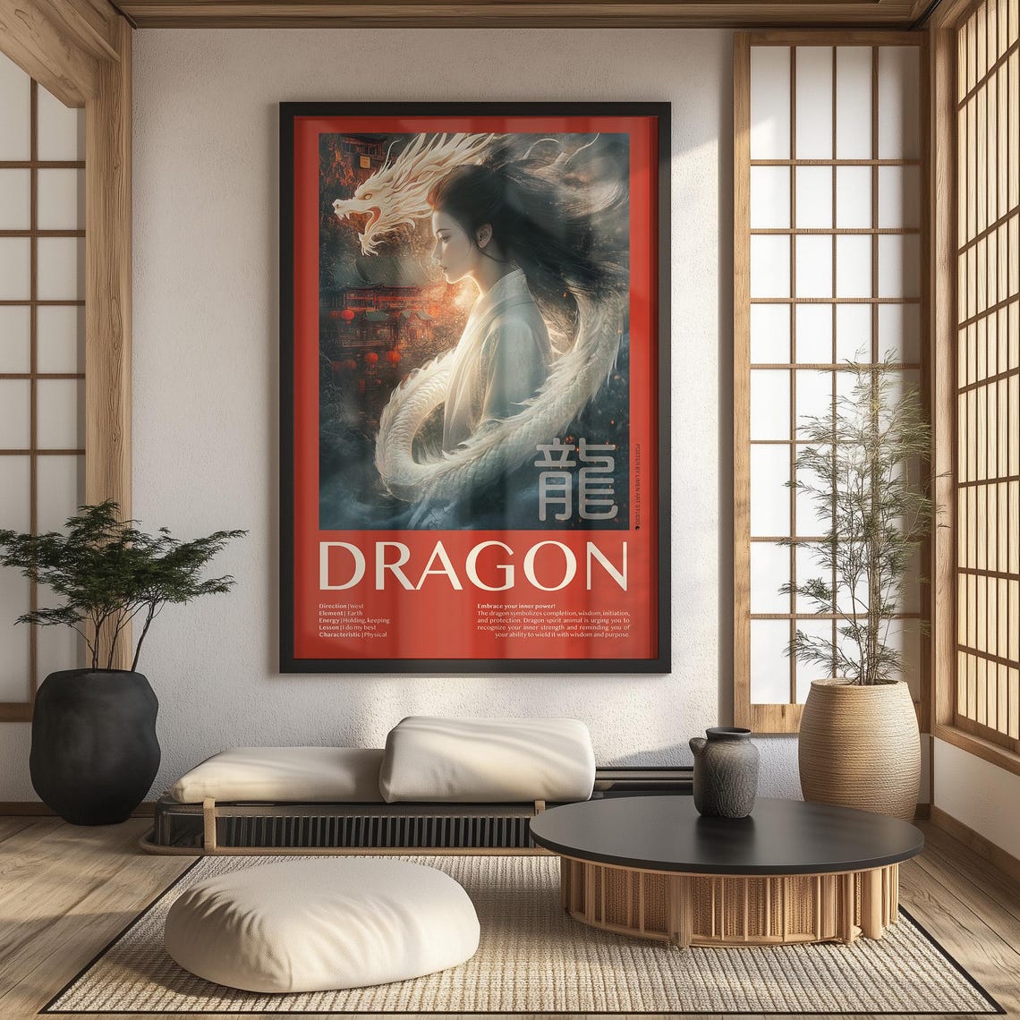Dragon Spirit Animal Inner Strength Wisdom Inspirational Red Poster - Image 2