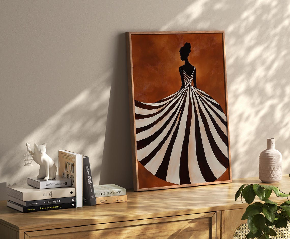 Abstract Dark Brown Striped Woman Poster - Image 4