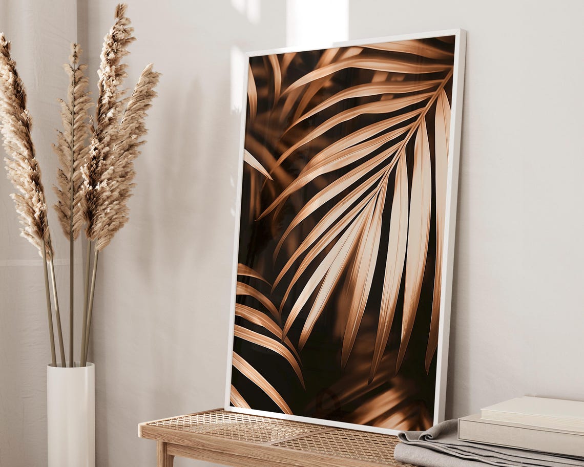 Abstract Sepia Palm Leaf, Modern Tropical Decor - Image 3