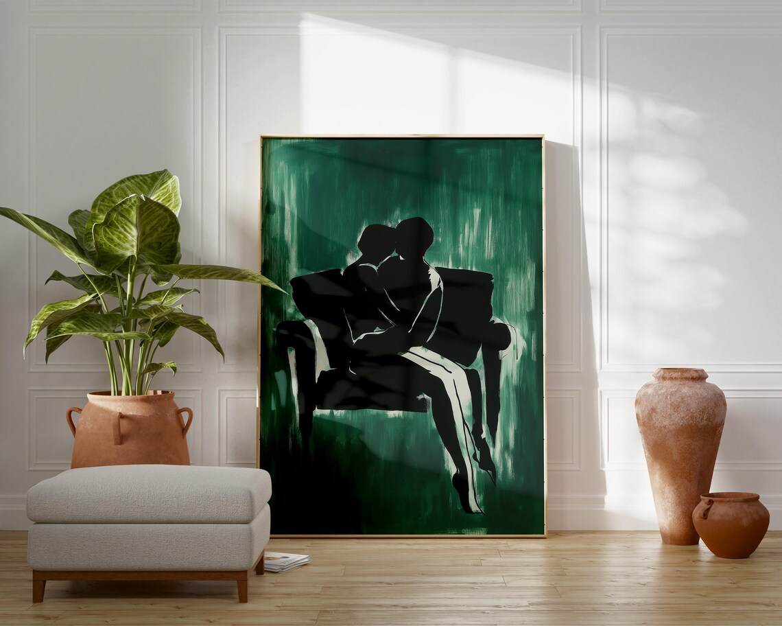 Romantic Couple Abstract People, Contemporary Artwork - Image 3