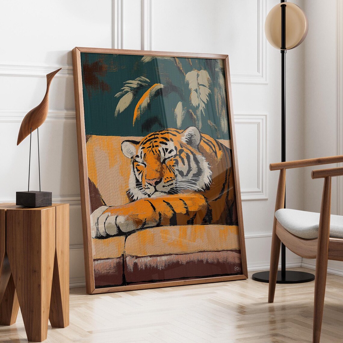 Relaxed Tiger, Stylish Wildlife Illustration