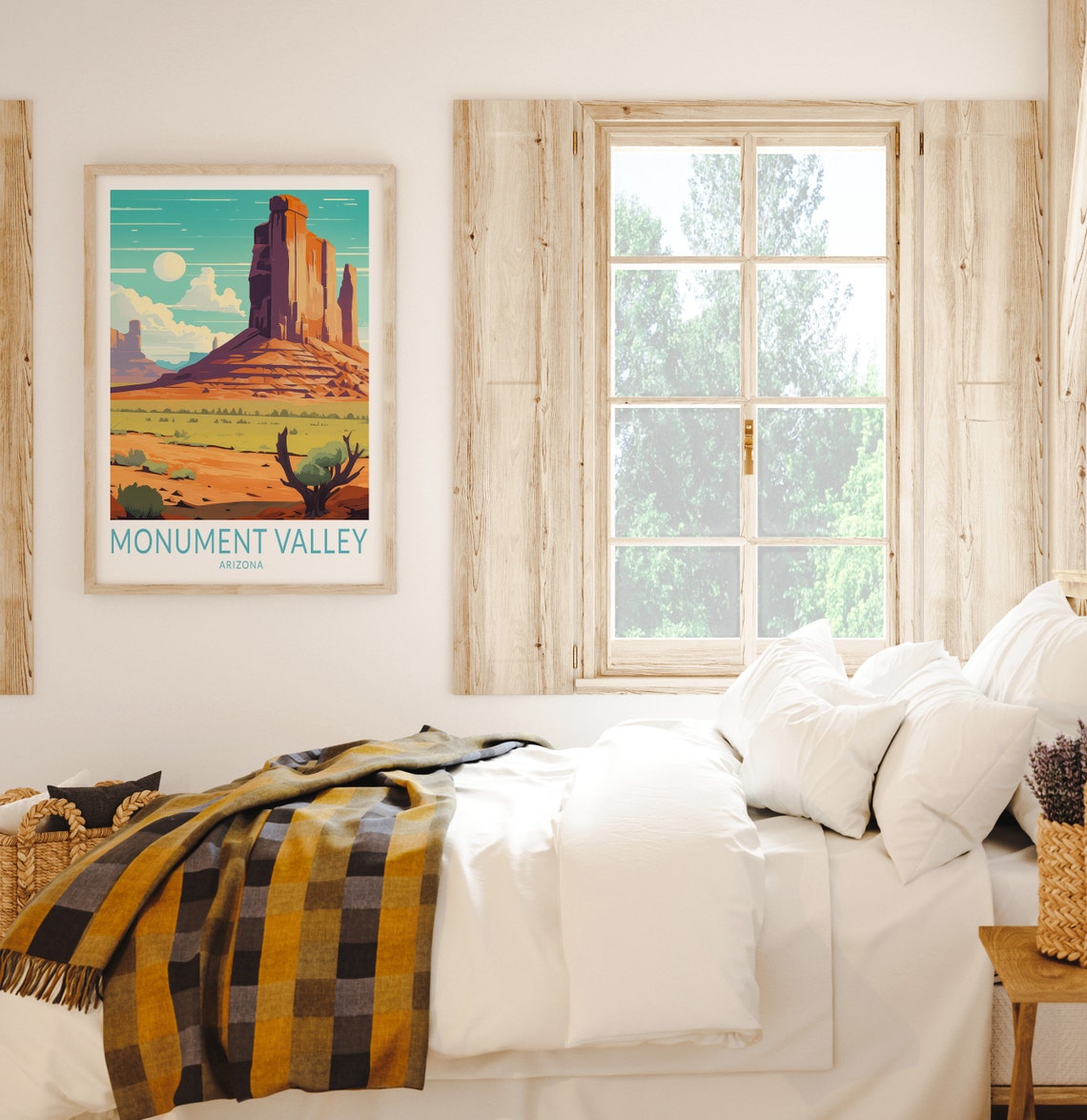 Monument Valley Arizona Daytime Desert Vista Travel Art Poster - Image 2
