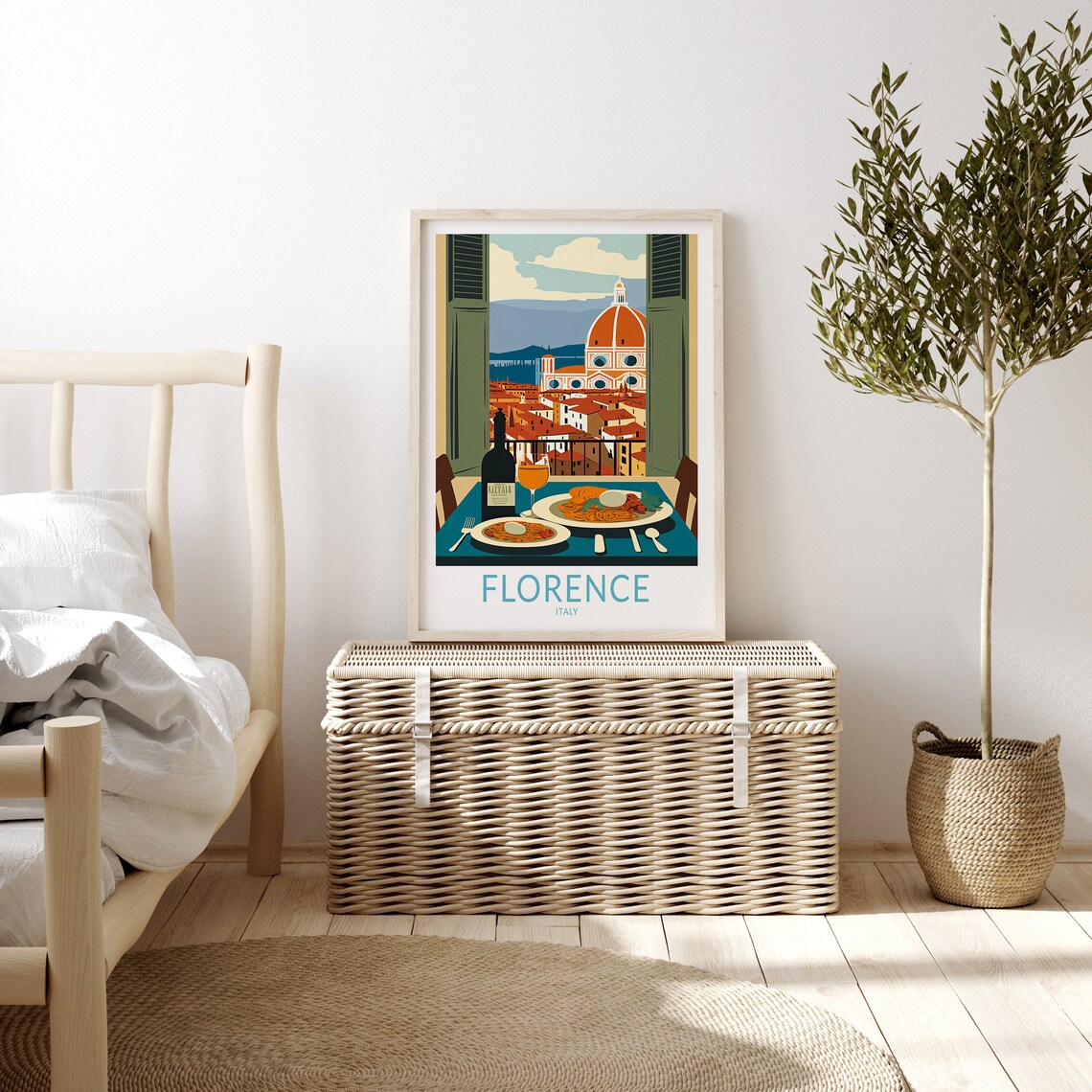 Florence Italy Travel Poster, Italian Food Art Print - Image 3
