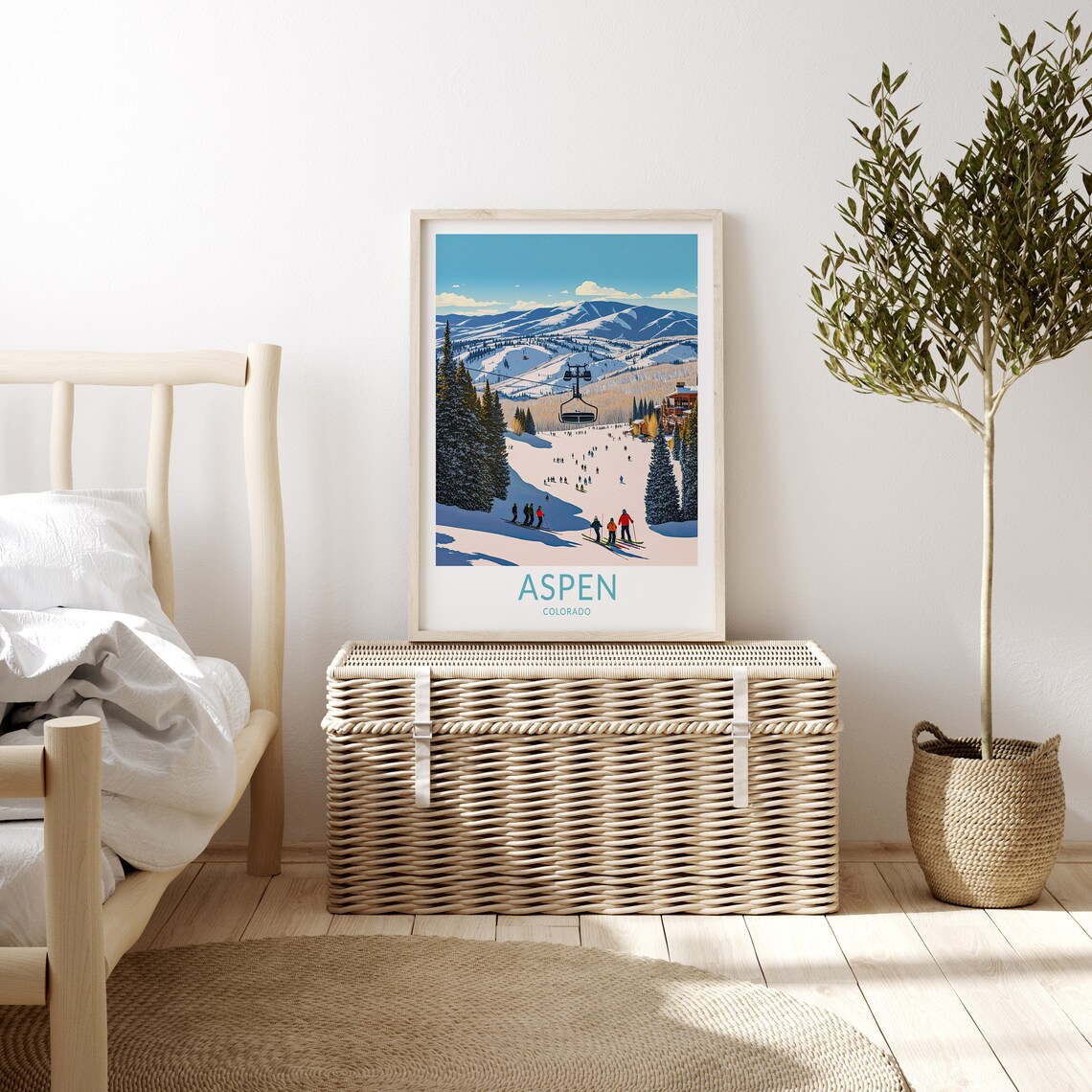Aspen Ski Travel Poster, Colorado Winter Scene - Image 3