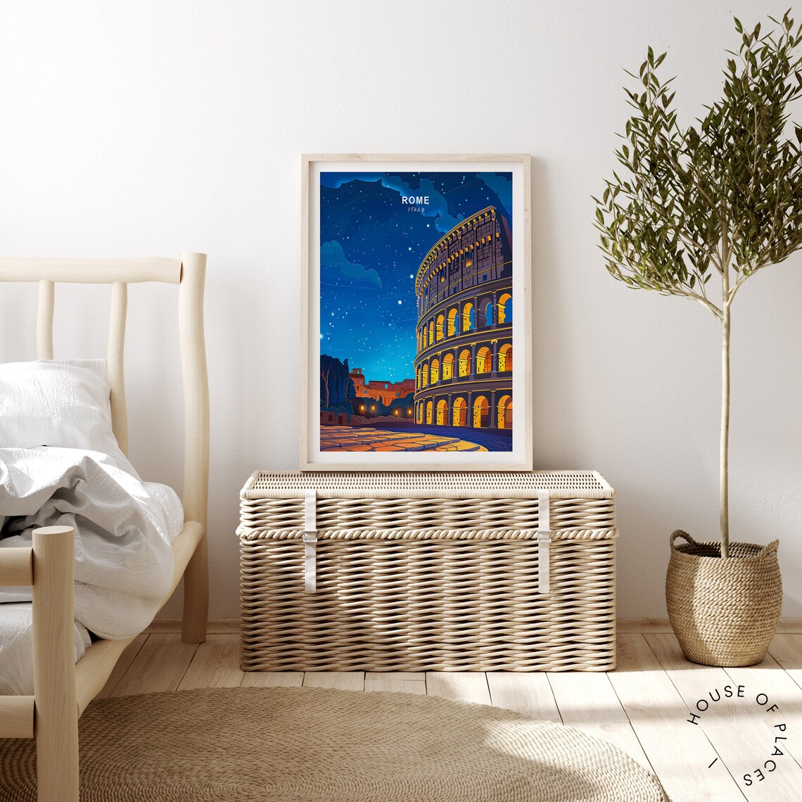 Rome Colosseum Night Travel Poster, Italy Wall Decor - Image 3