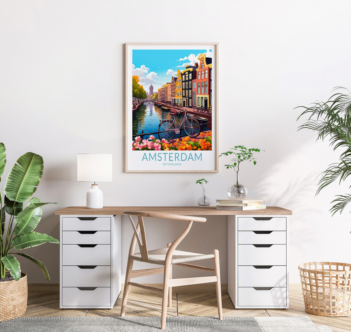 Amsterdam City Travel Poster, Netherlands Wall Art - Image 2