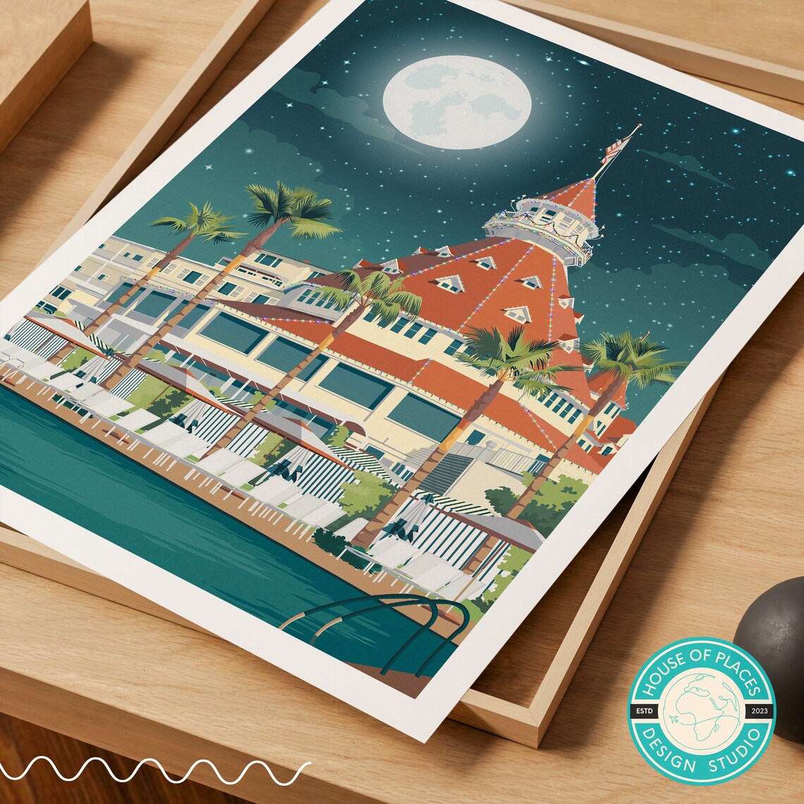 Coronado Christmas Beach Poster, San Diego Travel Art - Image 2