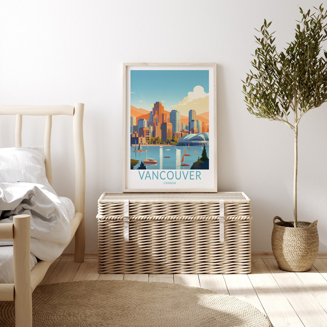Vancouver Canada City Skyline Harbor Sailboats Travel Poster - Image 3