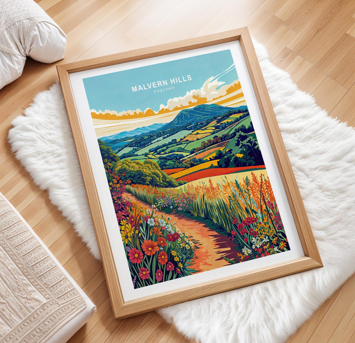 Malvern Hills England Travel Poster England Walla Art Print Malvern Hills Travel Print Home Decor Gifts Birthday Gifts - Image 3