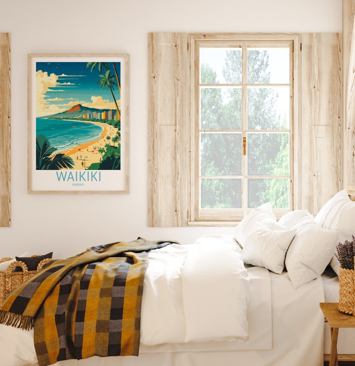 Hawaii Waikiki Travel Poster Waikiki Beach Travel Poster Print Hawaii Waikiki Travel Poster Wall Art Hawaii Coastal Travel Poster - Image 2