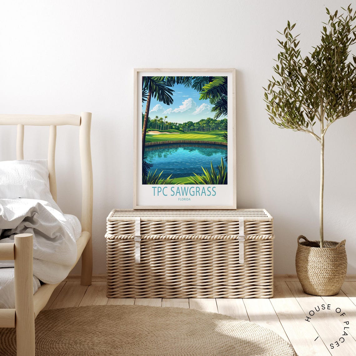 TPC Sawgrass Florida Palm Lagoon Golf Green Tropical Art Poster - Image 2